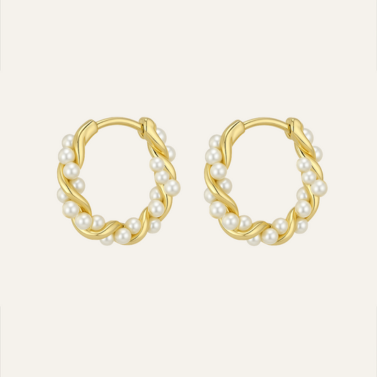 Pendientes Twisted - Nácar y Oro