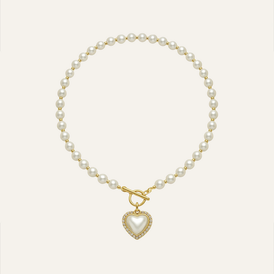 Collar Corazón de Perla - Nácar y Oro